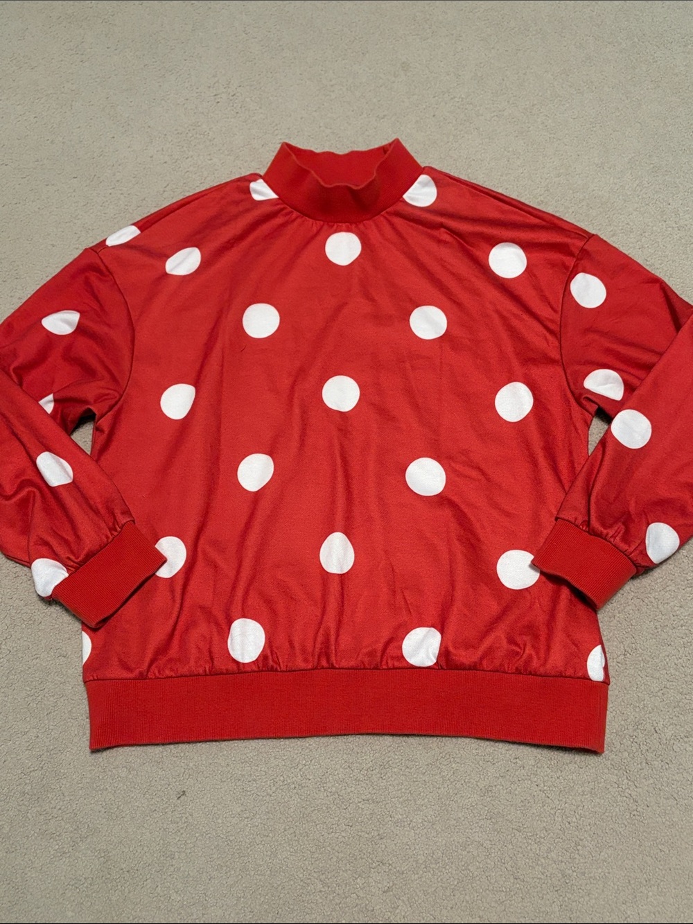 Fisoew Red Polka Dot mock neck sweatshirt